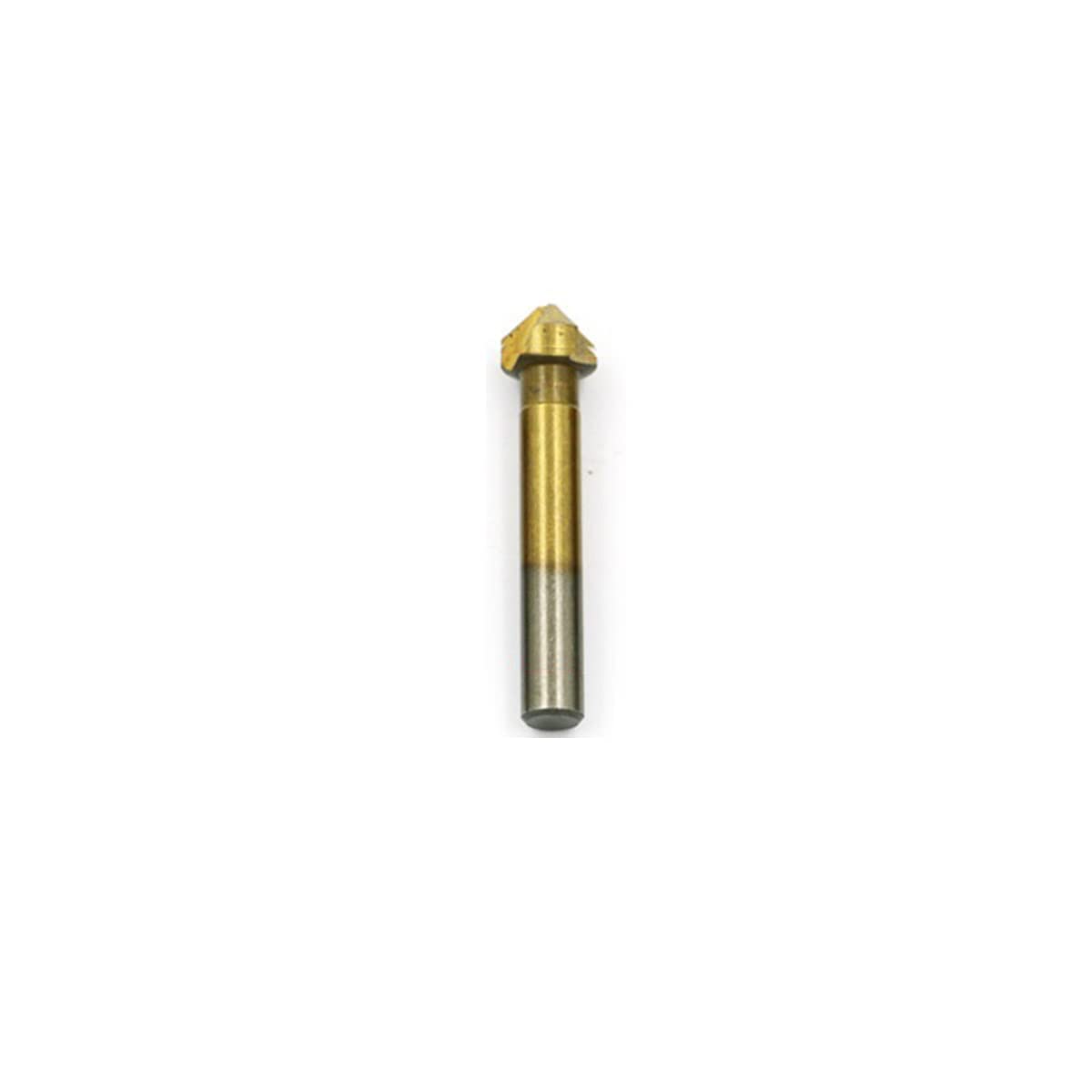 Boxonly Metal Titanium Plated Countersunk Bit 12.4mm 90°Three-Edge Alloy Chamfer Drill Countersink Milling Cutter Bits Tool 1Pcs