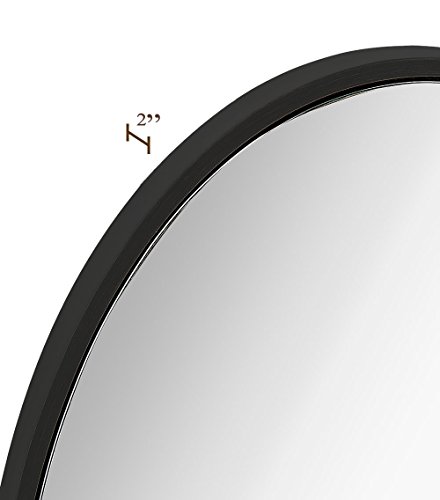 image for Hamilton Hills Clean Large Modern Black Oval Frame Wall Mirror | Conte