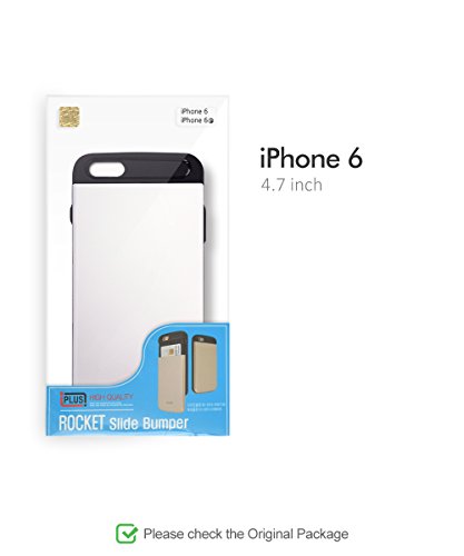 iPhone 6 / 6S Wallet Case [Card Slot] [Heavy Duty] Slim Fit Ergonomic Dual Layer Hybrid Tough Shield Front Screen Drop Protection Rubber Back Bumper Slide Cover Apple iPhone6 iPhone6S (White) - Thumbnail 6