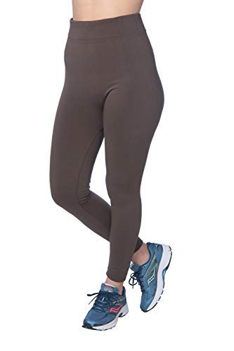 Active Club Women's Fleece Lined Leggings - Seamless High Waisted Soft Brushed (1X/2X, 2 Black/Light Brown/Red/Royal/Light Grey)