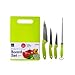 Cutting Board Set Plus Kitchen Knives - Includes Cutlery Chef's, Utility, Paring Cooking Knives, Knife Sharpener, Chopping Board Set, Professional Chef Knife Set for Kitchen, New