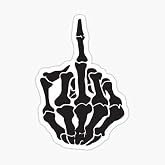 STICKY DUDE Reflective Middle Finger Skeleton Skull Helmet Stickers | Cool Motorcycle, Funny, 5 Inches, Bikers Rocker, Laptop Wall Window Bumper Decal Vinyl