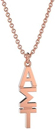 14K Rose Gold Plated Alpha Sigma Tau Classic Lavalier Necklace