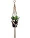 Mkono Colorful Macrame Plant Hanger Indoor Outdoor Hanging Planter Basket Cotton Rope 4 Legs 40 Inch-Brown