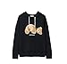 Fashion Cute Palm Angel Letter Cartoon Bear Printed Pullover Hoodie for Men/Women Black