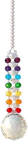 Newmerry Crystal Chakra Suncatcher Pendant Fengshui Prism Ball Window Ornament Car Decoration Length 11.8 Inch