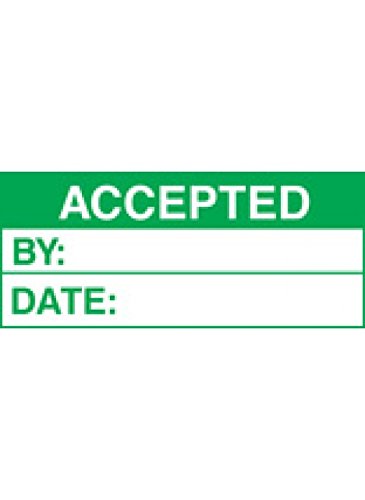 Caledonia Signs 59750 Accepted 100 S/A Label, 50 mm x 20 mm