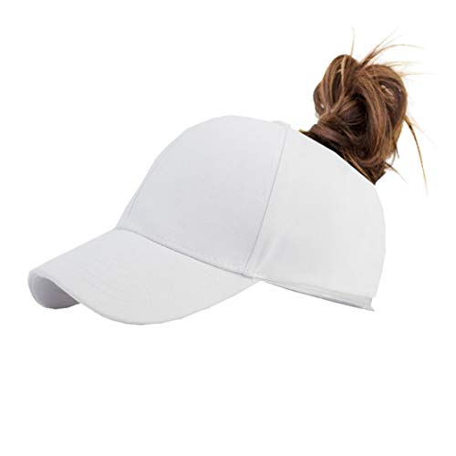 Cotton Ponytail Hats Pony Tail Caps Baseball for Women (Burgundy+White)