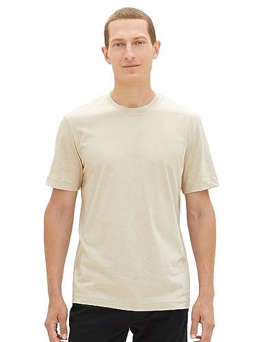 TOM TAILOR Men's T-Shirt, 32453 - Line Design Alfalfa Beige, S