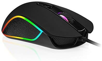 RGB Gaming Mouse Accro Xtrem Wired Computer Mouse Optical Mouse with 4 Adjustable Levels 1200-3200 DPI Comfortable for All Hand Sizes - Ambidextrous & Ergonomic Grip for Laptop Gamer