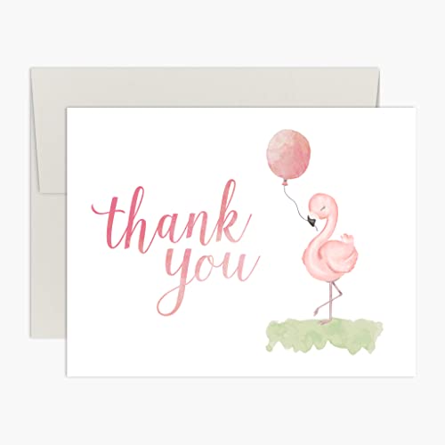 Flamingo Baby Shower Thank You Cards,Set of 10 Flamingo Thank You Baby Shower Cards With 10 Envelopes,Designed, Printed and Packaged in the USA by Palmer Street Press (Pink)
