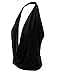 Womens Lightweight Sexy Drape Backless Cowlneck Low Cut Halter Top with Stretch (Size X-Large, Black)