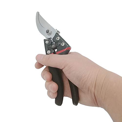 WOYESHENMU 8" Upgraded Pruning Shears £¨Germany 75CR1 Steel£, Professional Pruning Scissors for Garden, Sharp and Durable Bypass Pruner/Hand Pruners, Aluminum Alloy Handle Secateurs £¨Black£