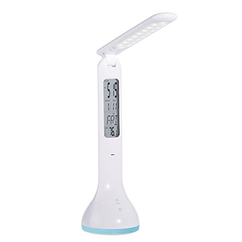 CO-Z Wireless Desk Lamp with Calendar, Rechargeable Eye-care Reading Lamp, Touch Control Dimmable LED Table Lamp, 3 Adjustable Brightness Levels, 7 Color Changing Base, Rechargable Battery