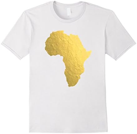 Mens Africa Map Shirt White Printed Graphic Gold Foil Tees Tops 2XL White