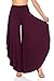 JDJ CO. Women's Layered Wide Leg Flowy Cropped Palazzo Pants, 3/4 length High Waist Palazzo Wide Legs Capri Pants(Medium,Plum)