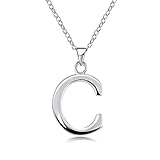MMTTAO Initial Necklace 26 Letters Alphabet Monogram Charm Pendant Necklace for Women Girls Gifts Silver Plated Personalized Letter Necklace A-Z