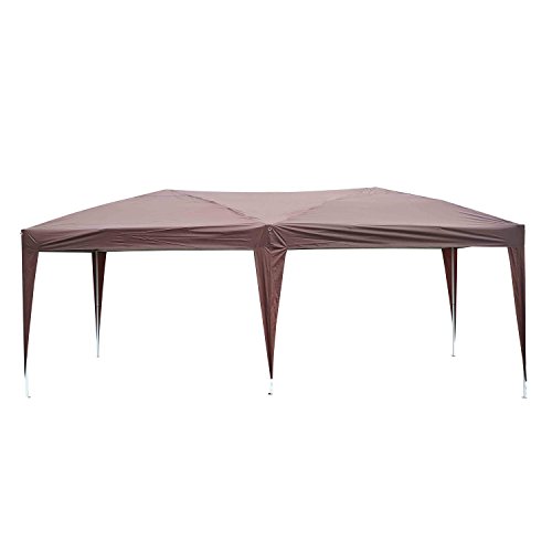 Outsunny Easy Pop Up Canopy Party Tent, 10-Feet x 20-Feet, Coffee Brown