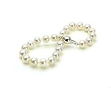 HinsonGayle AAA Handpicked 7.5-8mm White Round Freshwater Cultured Pearl Bracelet Silver 7.5