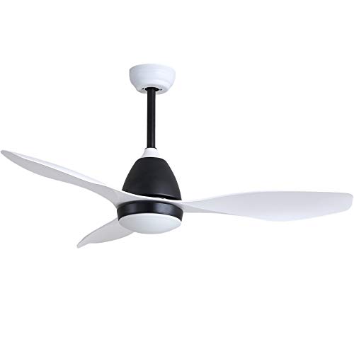 AIDOS DC Ceiling Fan with LED Light Kit, 48-inch, Remote Control and Wall Control Modern Blades Noiseless Reversible DC Motor