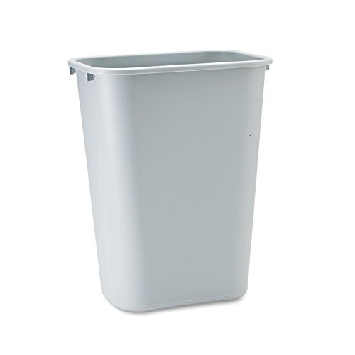 Rubbermaid Commercial 295700GY Deskside Plastic Wastebasket, Rectangular, 10 1/4 gal, Gray