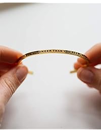 MantraBand Bracelet - Braver, Stronger, Smarter - Inspirational Engraved Adjustable Mantra Cuff - Silver, Gold, Rose Gold - Gifts for Women