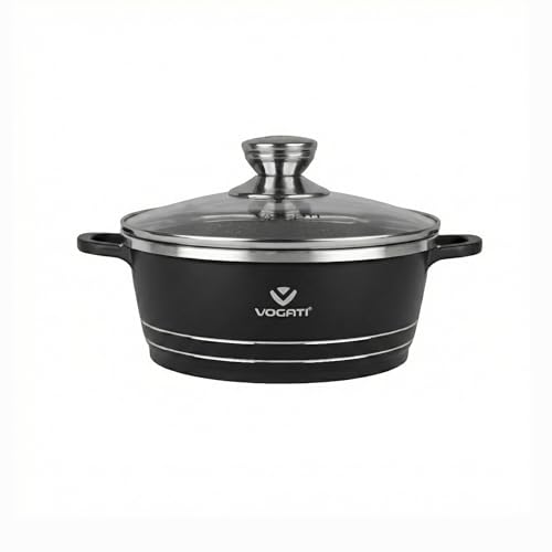 VOGATI CLASSIC SINGLE SERIES 20CM CASSEROLE TITANIUM GRANITE COATING NON STICK WITH GLASS LID-COOKWARE -POT- (100% PFOA FREE) (2.9 Litres)