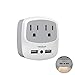 TESSAN Double Power Outlet Expander with Dual USB Wall Charger and Night Light Adapter for Travel, Cruise Essentials, Mini Phone Charger with Multiple Outlet Splitter