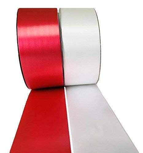 INERRA Ribbon Multipack - 2 x 100 Yard Rolls (Red & White) Wedding Flowers Gift Decoration & Christmas