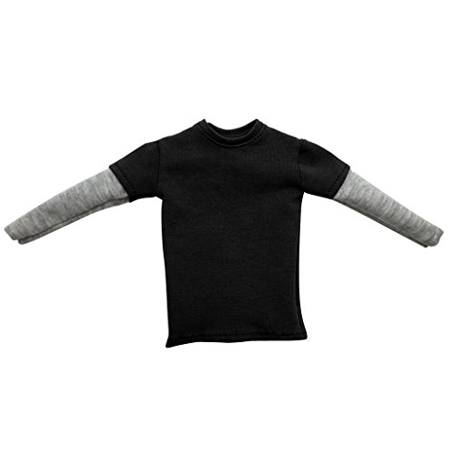 MonkeyJack 1/6 Black Long Sleeve T-shirt Top Clothes Accessory For 12'' Male Action Figure