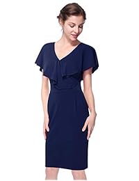 Mavis Vestido de laven para mujer, cuello en V, manga de goma, vestido de moda para fiesta