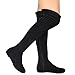 Premier Standard - Women's Fashion Comfy Vegan Suede Side Zipper Over Knee High Boots, TPS Boots-04Eikciv Black Su Size 11