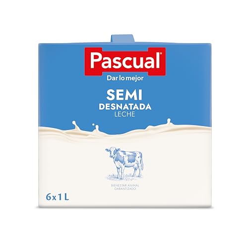 Leche Pascual - Leche Semidesnatada - Bienestar Animal - Pack 6 x 1L - Ideal para niños y adultos, Producto Natural y Saludable