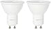 Amazon Basics 50 Watt Equivalent, Daylight White, Dimmable, 15,000 Hour Lifetime, GU10 LED Light Bulb, 2-Pack