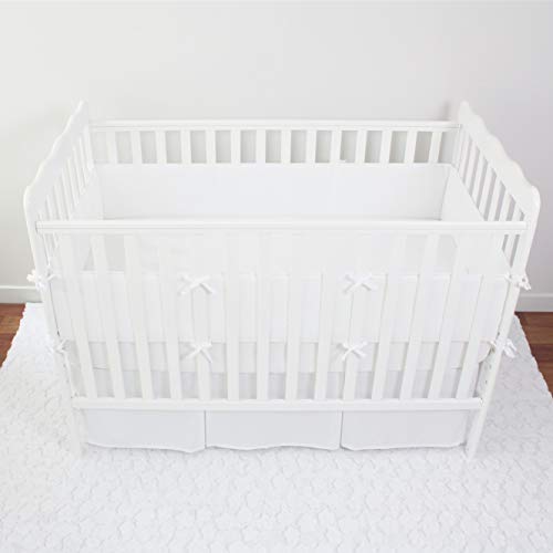 CaSaJa Napping Microfiber Crib Bumper Pads Protector, Soft and Breathable for Baby Boys and Girls, Fits Standard Size Crib and Toddler Beds 28 inches x 52 inches, Machine Washable, White Color - Thumbnail 2