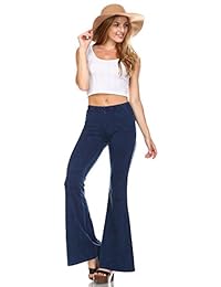 Zoozie LA Pantalones acampanados de dama. Pantalones elastizados para yoga, teñidos, tiro alto
