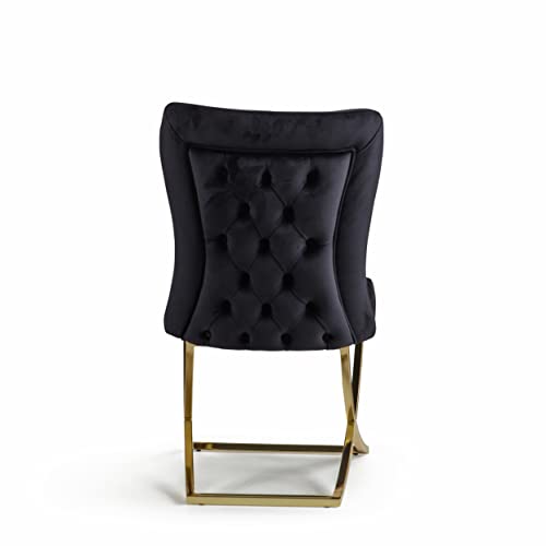 Ottomanson Royal Collection Dining Chair, Set of 2, Microfiber, Black