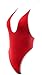 Women Deep V Neck One Piece Thong Swimsuit High Cut Backless Swimwear Monokini, Red, Medium
