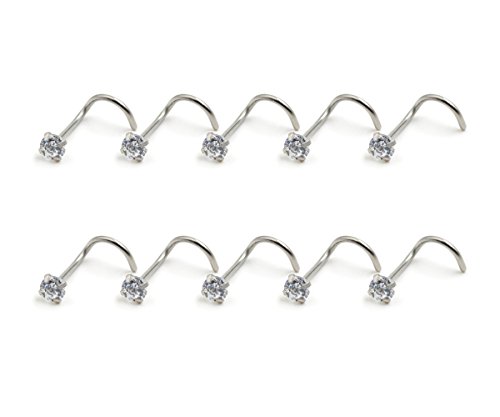 Injoy jewelry 10pcs 20g nose screws stainless steel 3mm…
