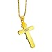 Laser power Stainless Steel Gold Crucifix Necklace Religious Retro Pendant Jewelry with 24in Chain