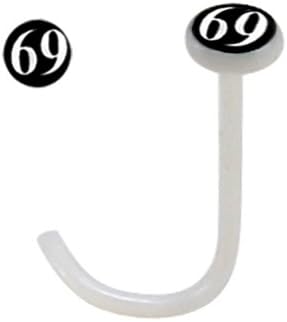 Blingbling GlitZ Women's Nose Bar Surgical Steel 316L White with 69 Design 1.2 mm