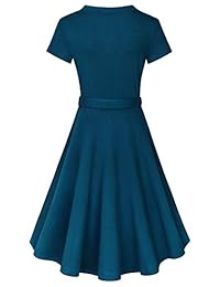 Diphi LiLi Vestido de mujer con cuello en V de manga larga y botones de decoración a cuadros