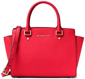 Michael Kors Selma Medium Leather Satchel Bag (Red)