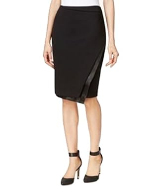 Calvin Klein Asymmetrical Faux-Leather Trim Black 14