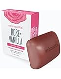 Natural Vegan Deep Cleansing Rose + Vanilla Soap Bar for Face and Body, 5 oz.