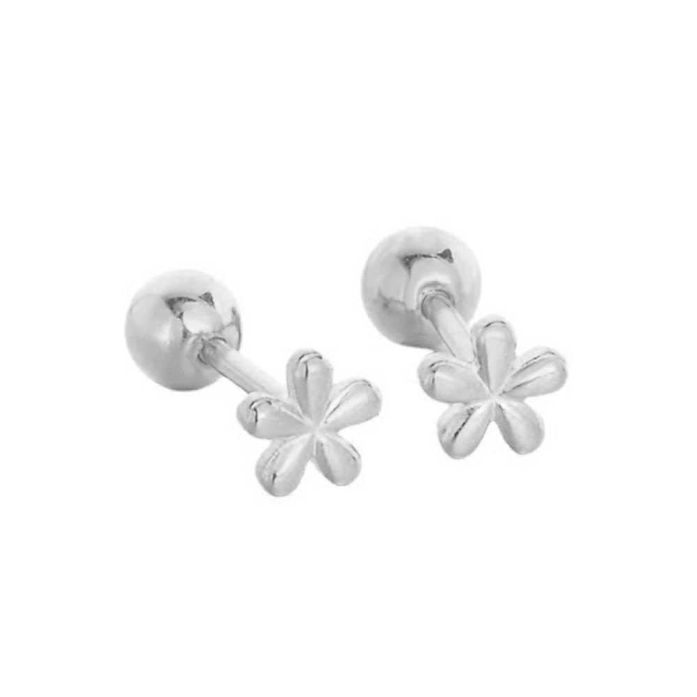 18G Tiny Flower Stud Cartilage Earrings for Women Girls 925 Sterling Silver Cute Daisy 3mm Ball Barbell Screw Back Studs Sleeper Tragus Post Minimalist Hypoallergenic Piercing Body Jewelry (Silver)
