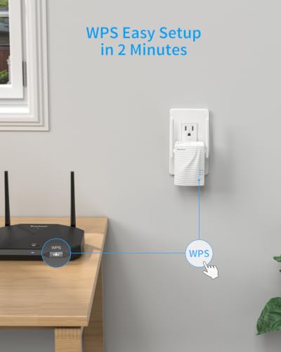 BrosTrend WiFi Extender AC1200 WiFi Booster and Signal Amplifier, 1200Mbps Dual Band Wireless Extender Signal Booster for Home Coverage Up to 1600 sq.ft. WPS Easy Setup, Wall Plug Design