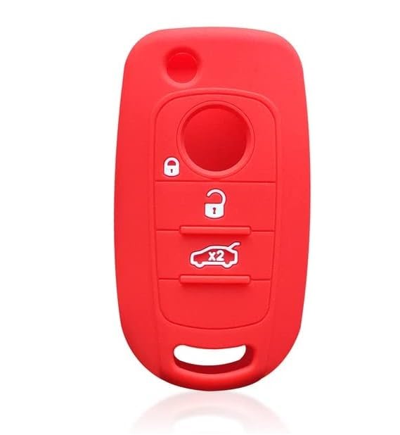 Car Passion Key Cover Shell Compatible with Fiat 500X Tipo 2016 Silicone Remote Protective Cover (RED)