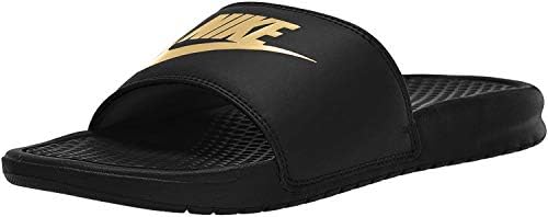 men's nike black gold slides