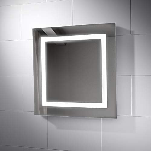 Pebble Grey™ Enna Illuminated Square LED Bathroom Mirror and Heated Demister Mirror Pad | 600 x 600 | IP44 Rated | 10 Year Guarantee [Energy Class A]